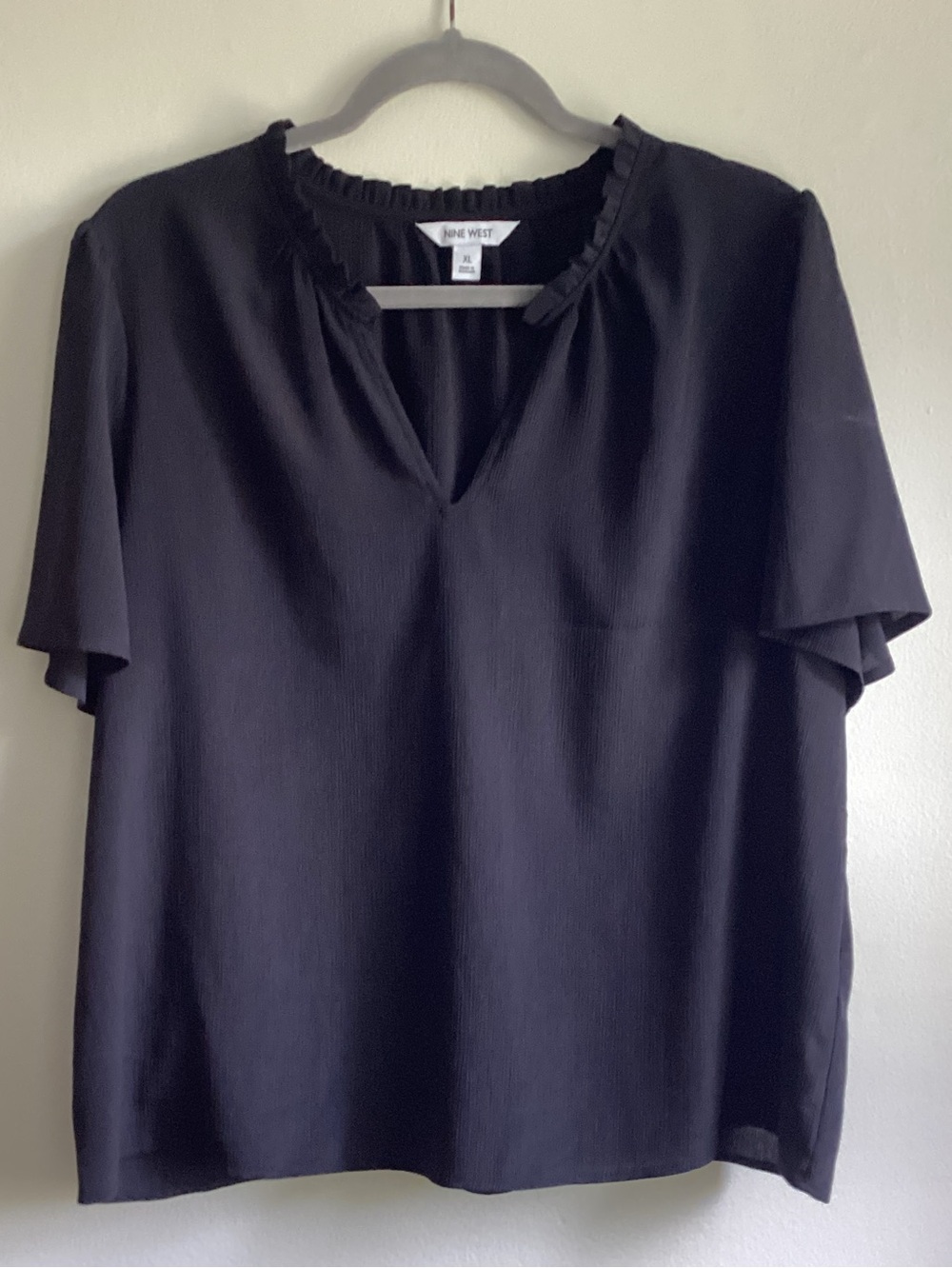 Women’s Black Nine West V-Neck Versatile Blouse XL